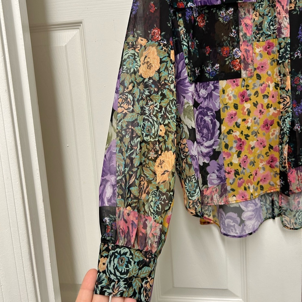 NWT Zara The Amelie Patchwork Floral Shirt | Whimsigoth Blouse | M - Picture 5 of 12